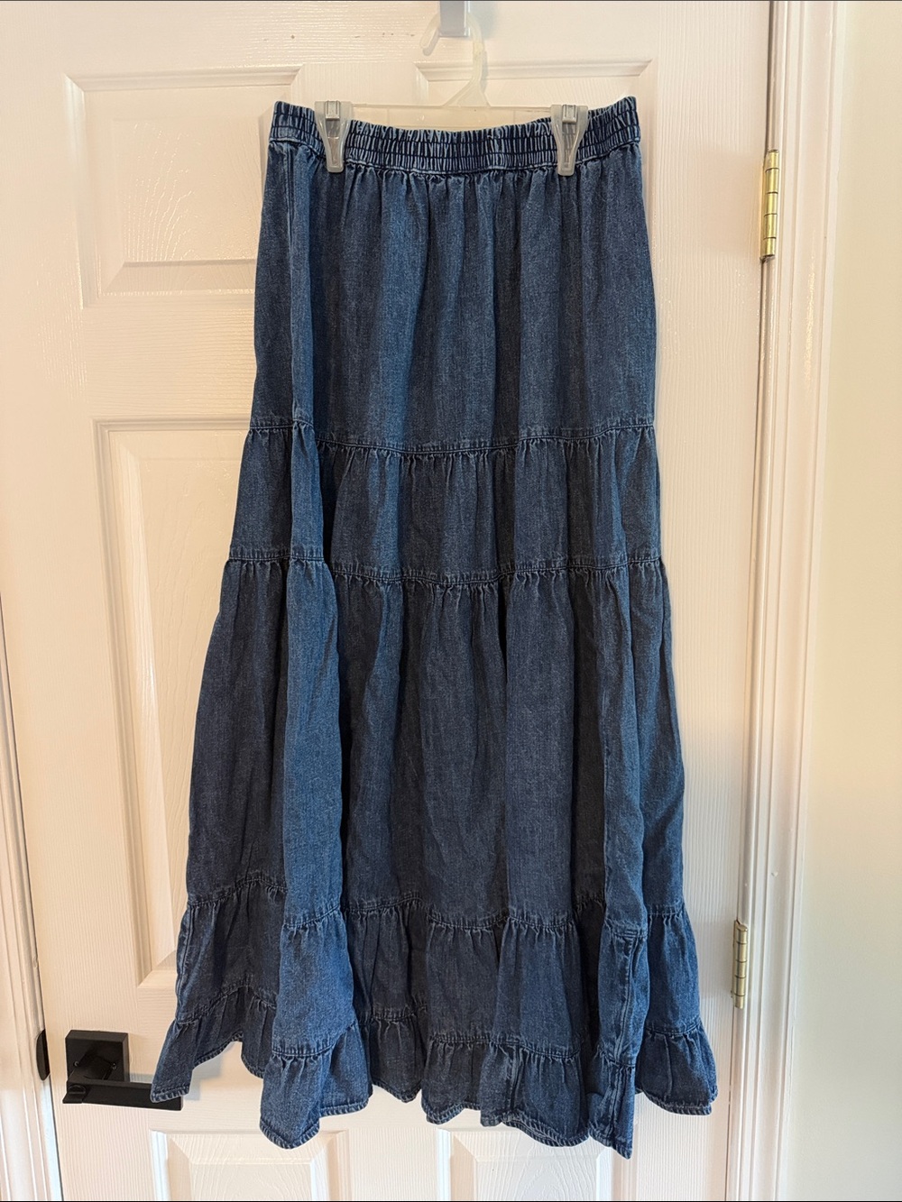 AE Denim Tiered Maxi Skirt